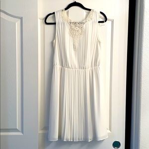 White pleated dress- crochet detail